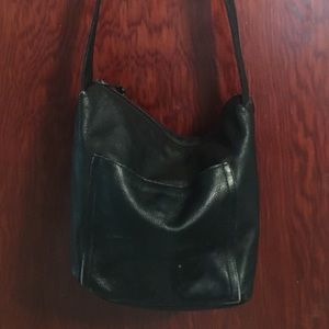 Black leather shoulder bag